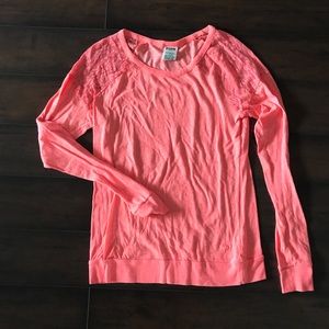PINK Lace Shoulder Tee